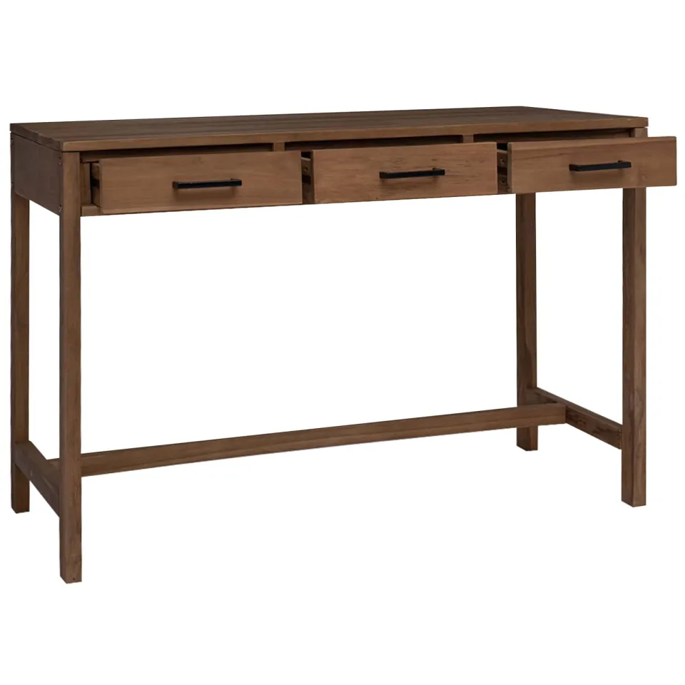 vidaXL Bureau met lades Naturel Massief Teakhout 110 x 50 x 75 cm, foto 2