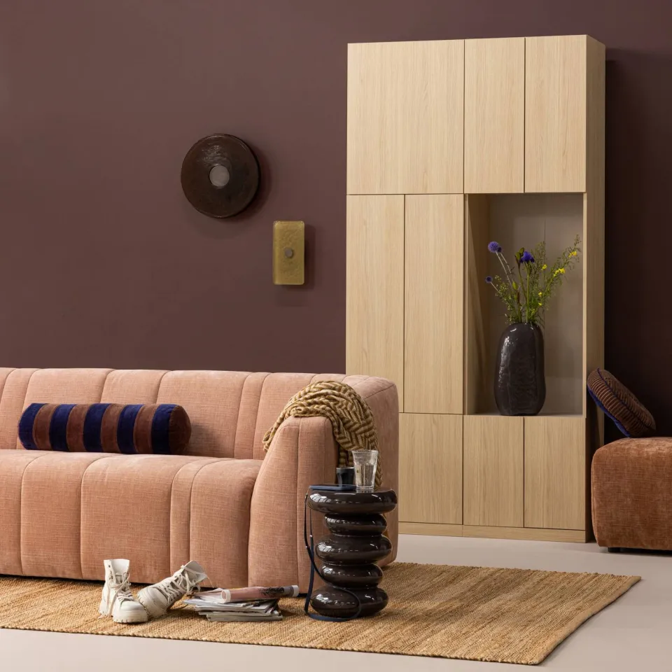 WOOOD Build Smalle Half Open Opbergkast - Eiken Fineer - Naturel, foto 2
