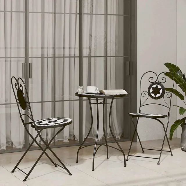 vidaXL Bistrotafel mozaïek Ø50x70 cm keramiek zwart