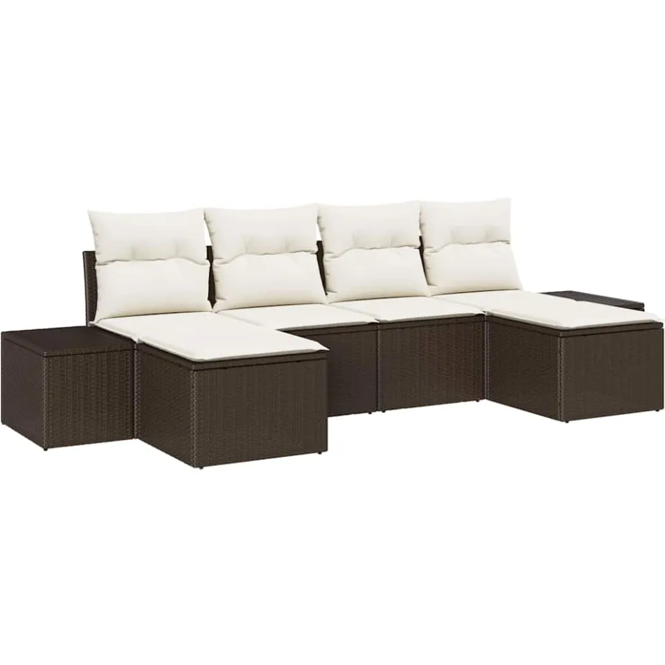 vidaXL Tuin Sofa Set 4 st Bruin en Crème poly rattan