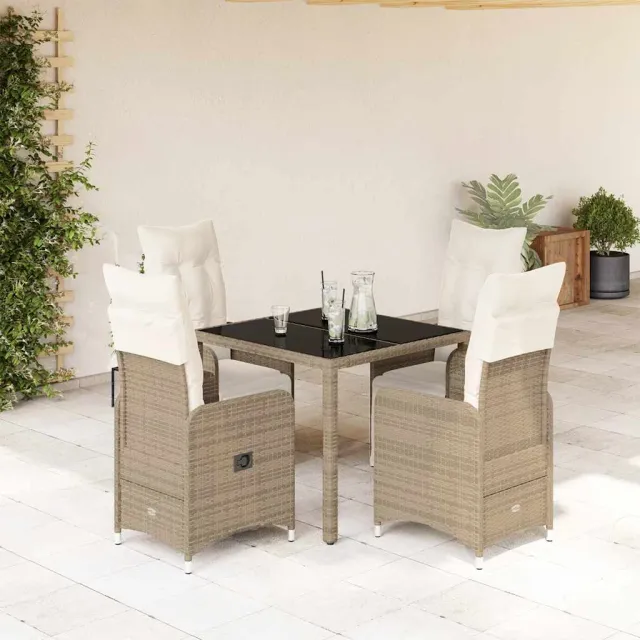 vidaXL 5-delige Bistroset met kussens poly rattan bruin, foto 2
