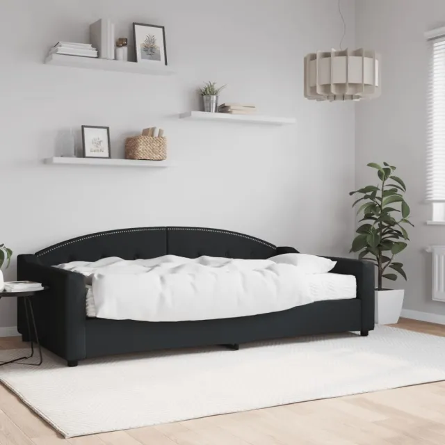 vidaXL Slaapbank met matras 100x200 cm stof zwart