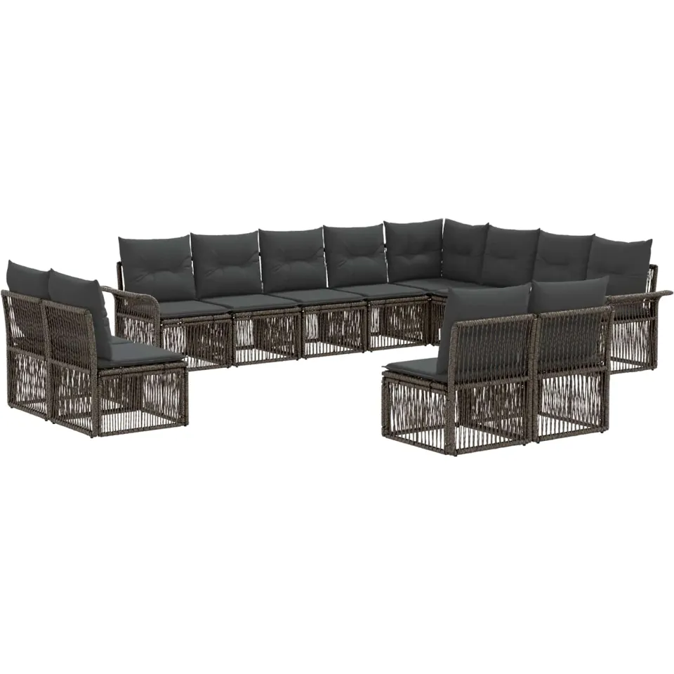 vidaXL Tuinbankenset 12 st Grijs poly rattan, foto 3