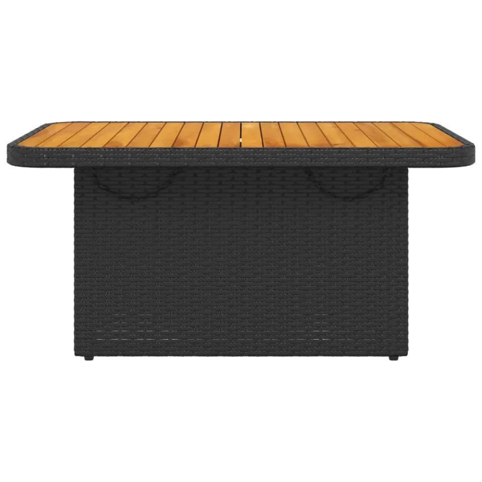 vidaXL Tuintafel 90x55x71 cm poly rattan en massief acaciahout zwart, foto 4