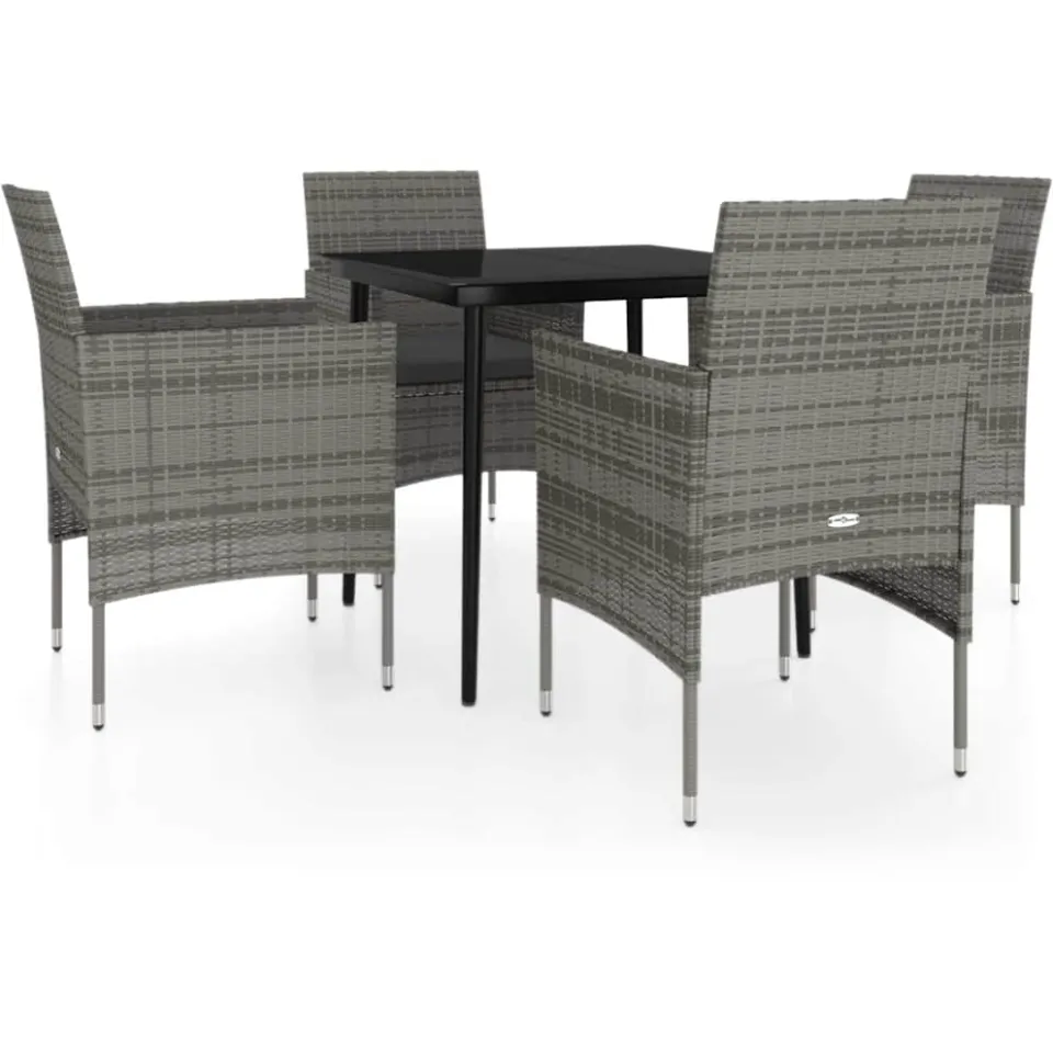 vidaXL 5-delige Tuinset met kussens grijs en zwart, foto 3