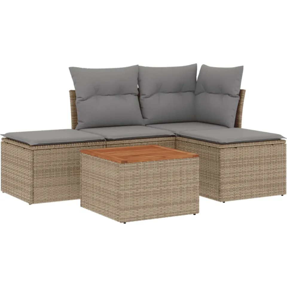 vidaXL Patio Sofa Set 5-zits Mix Beige en Lichtgrijs