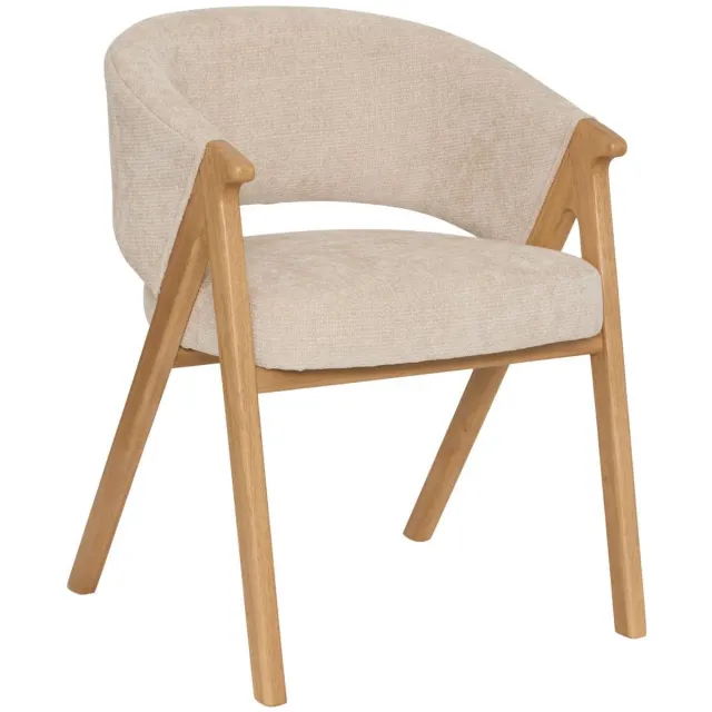 Atmosphera Créateur d'intérieur® Amza-eetkamerstoel, H.79 cm, beige, naturel hout Beige bois naturel