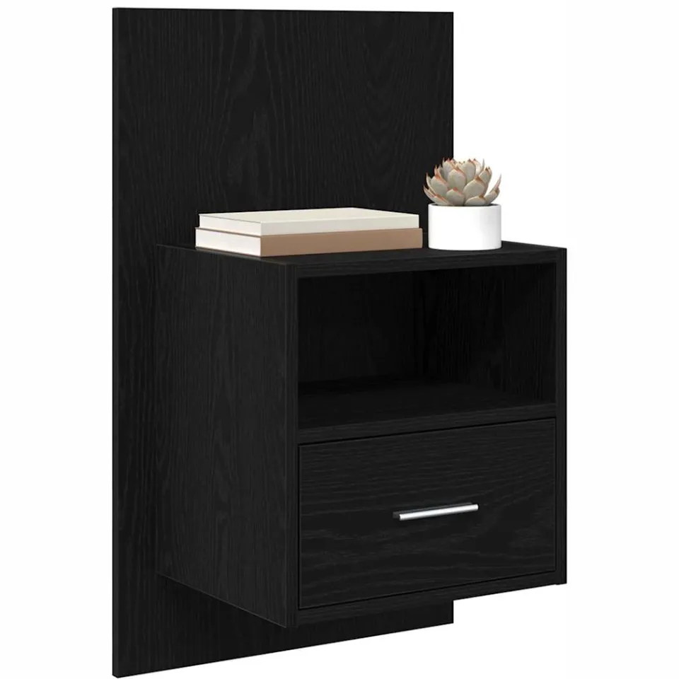 vidaXL Nachtkastje 2 st Zwart Eiken 50 x 32,5 x 80cm Bewerkt hout