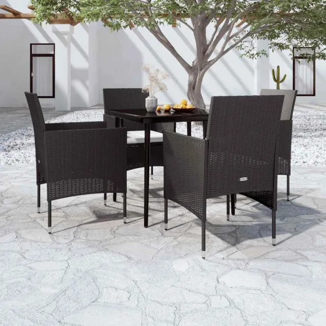 vidaXL 5-delige Tuinset met kussens zwart, foto 2