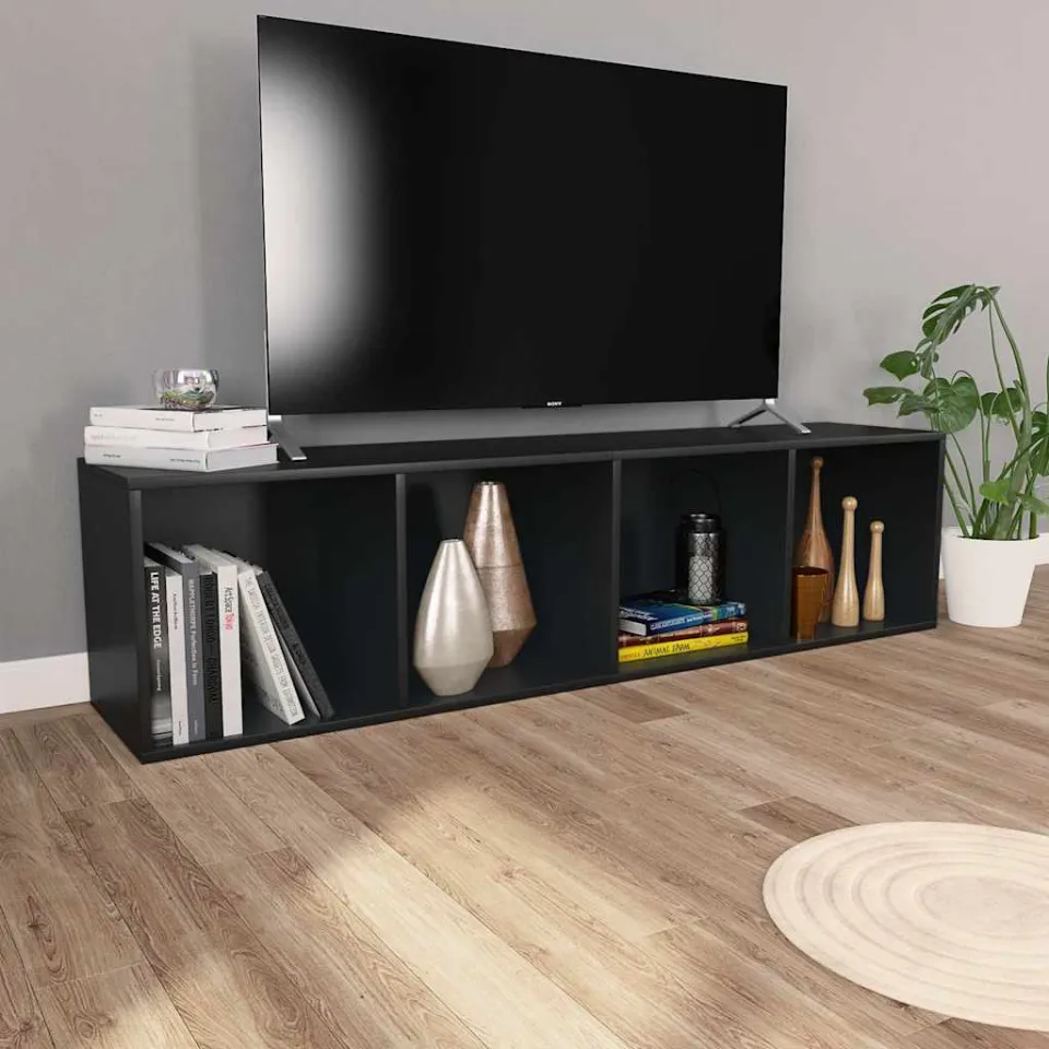 vidaXL Boekenkast/tv-meubel 36x30x143 cm bewerkt hout zwart, foto 3
