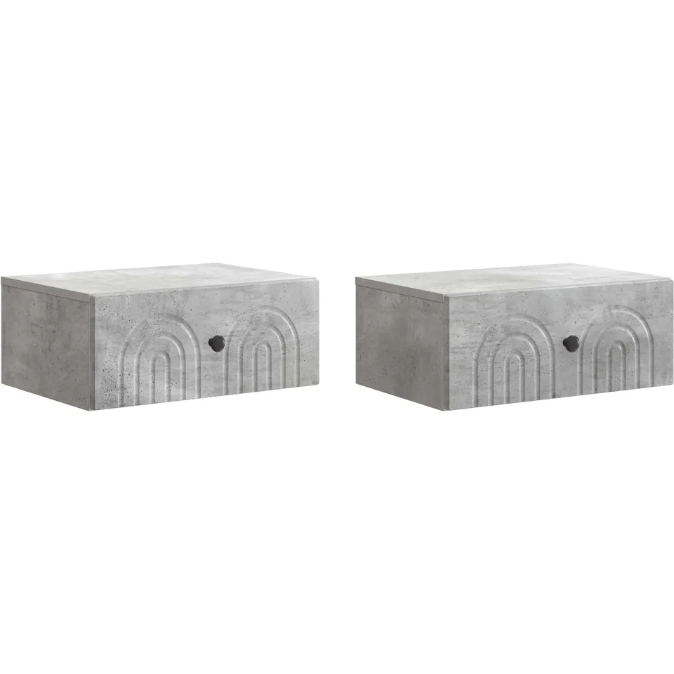 vidaXL Wandbeugel Bedkast 2 st Betongrijs 49 x 34,5 x 20 cm grijs, foto 3