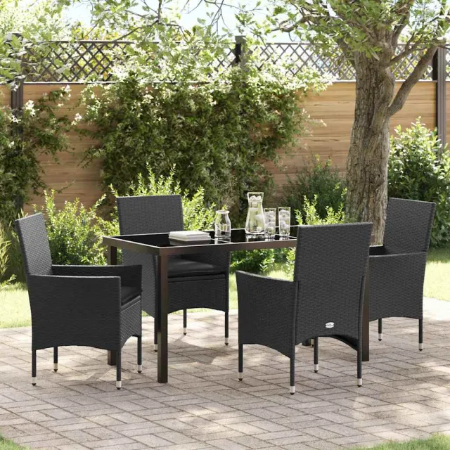 vidaXL Tuin eettafelset 5 st Zwart poly rattan