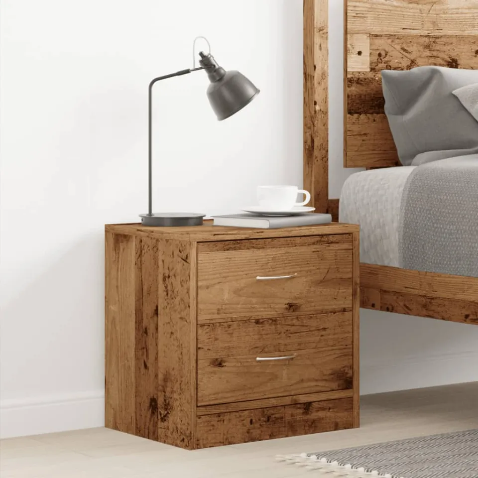 vidaXL Nachtkastje 40x30x40 cm bewerkt hout oud houtkleurig bruin, foto 2