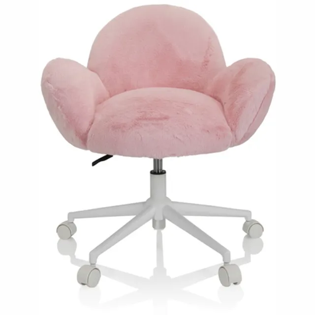 hjh office Kinderstoel / Kinder bureaustoelen KID TEDDY hoes van imitatiebont roze hjh OFFICE