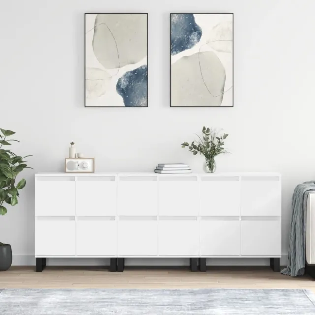 vidaXL Dressoirs 3 st bewerkt hout wit