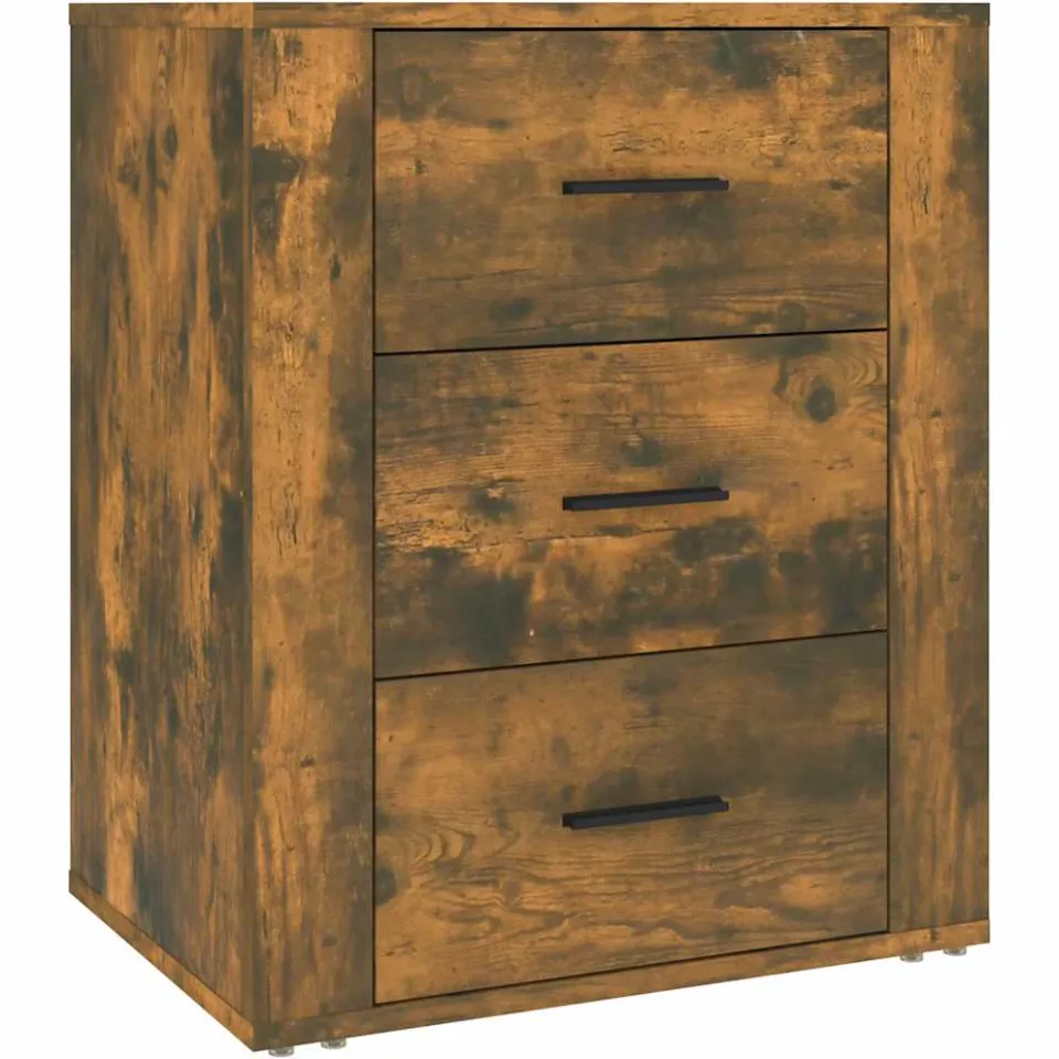 vidaXL Nachtkastje 50x36x60 cm bewerkt hout gerookt eikenkleurig Bruin