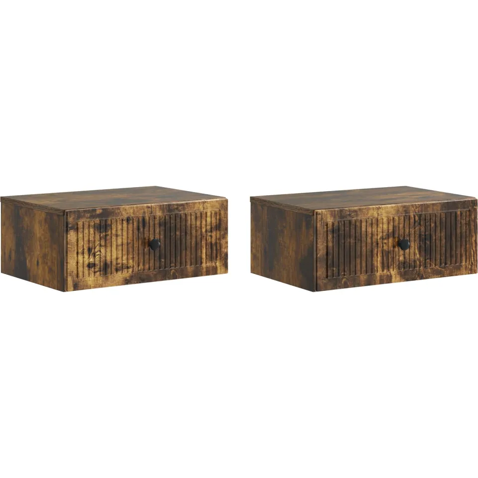 vidaXL Nachtkastje 2 st Gerookt eiken 49 x 34,5 x 20 cm Bewerkt hout, foto 3