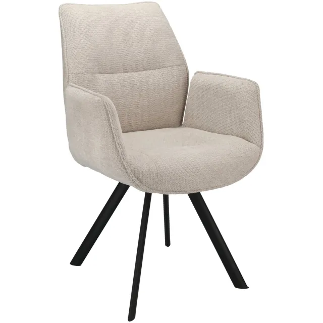 Icon Living Armstoel Jadie - Stof Mito Natural - Leg Black Wit