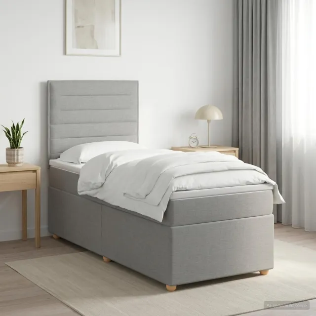 vidaXL Boxspringbed met matras Lichtgrijs 90 x 200 cm Stof