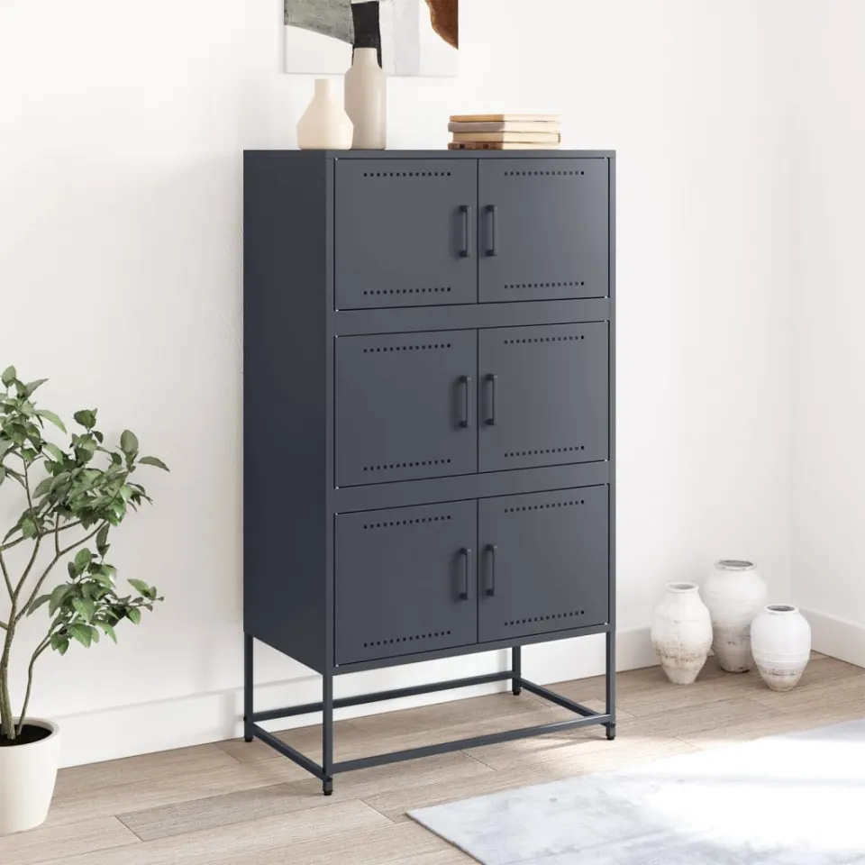 vidaXL Dressoir 68,5x38,5x123,5 cm staal antracietkleurig, foto 3