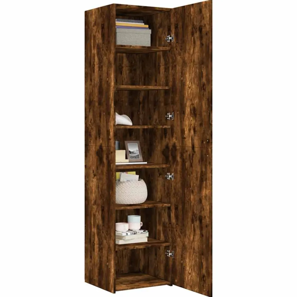vidaXL Hoge kast 45x42,5x185 cm bewerkt hout gerookt eikenkleurig Bruin