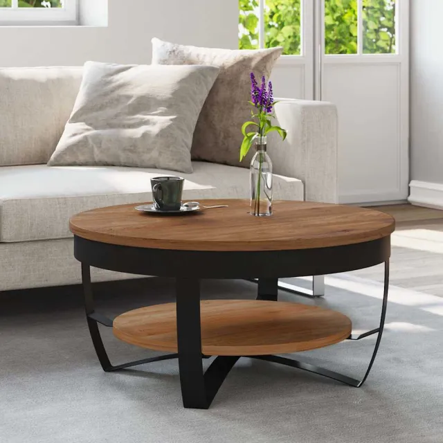 vidaXL Salontafel 65x65x32 cm massief acaciahout bruin, foto 2