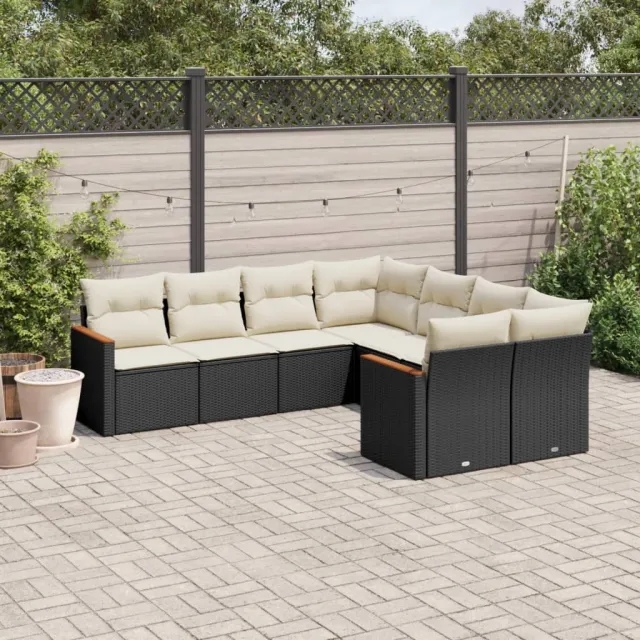 vidaXL 8-delige Loungeset met kussens poly rattan zwart, foto 2