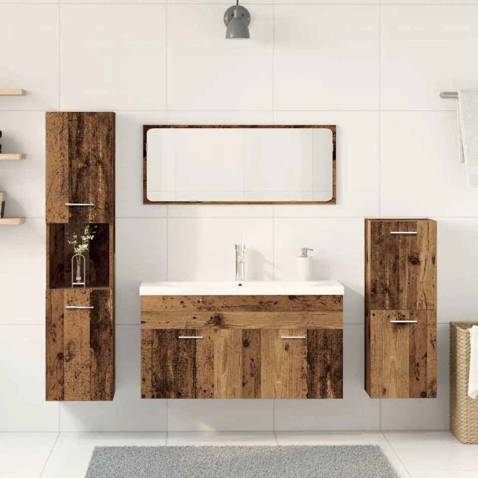vidaXL 5-delige Badkamermeubelset bewerkt hout oud houtkleurig bruin, foto 2