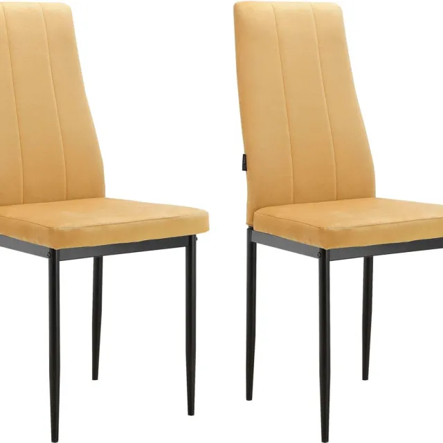 Notio Living Kelly-Eetkamerstoel - Set van 2 - Mosterd Fluweel Geel