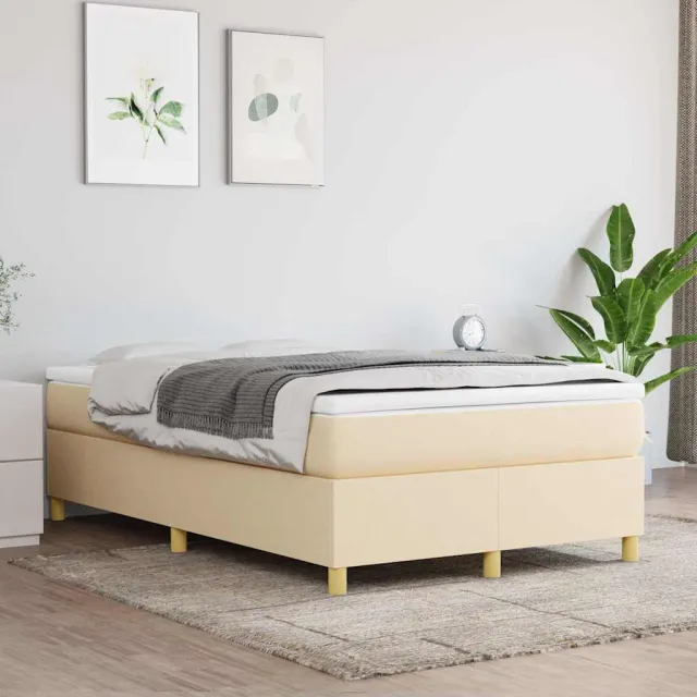 vidaXL Boxspring met matras stof crèmekleurig 120x200 cm