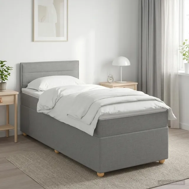 vidaXL Boxspringbed met matras Lichtgrijs 100 x 200 cm Stof