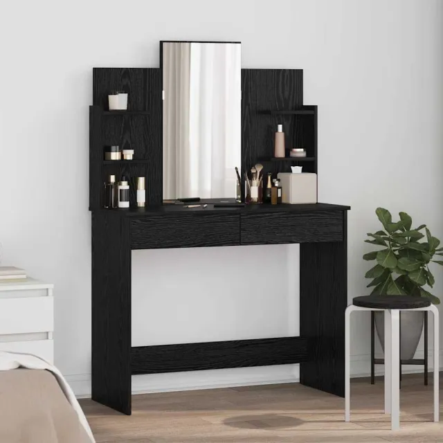 vidaXL Kleedtafel met Spiegel Zwart Eiken 96 x 39 x 142 cm, foto 2