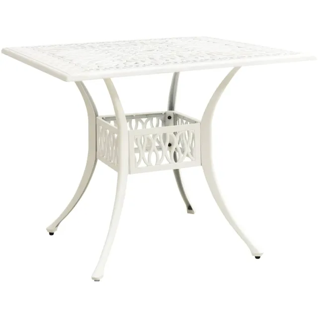 vidaXL Tuintafel 90x90x73 cm gietaluminium wit, foto 2