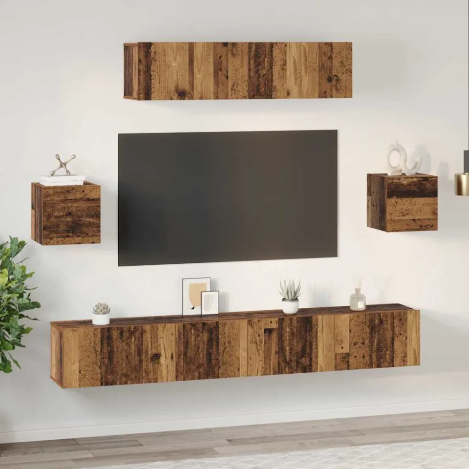 vidaXL Tv-meubelset 7 st 80 x 30 x 30 cm Oud Hout bruin, foto 4