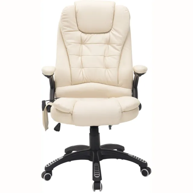 Homona Bureaustoel met massage- en warmtefunctie - In hoogte verstelbaar - Met afstandsbediening - 62 x 68 x 111-121 cm - Crèmewit