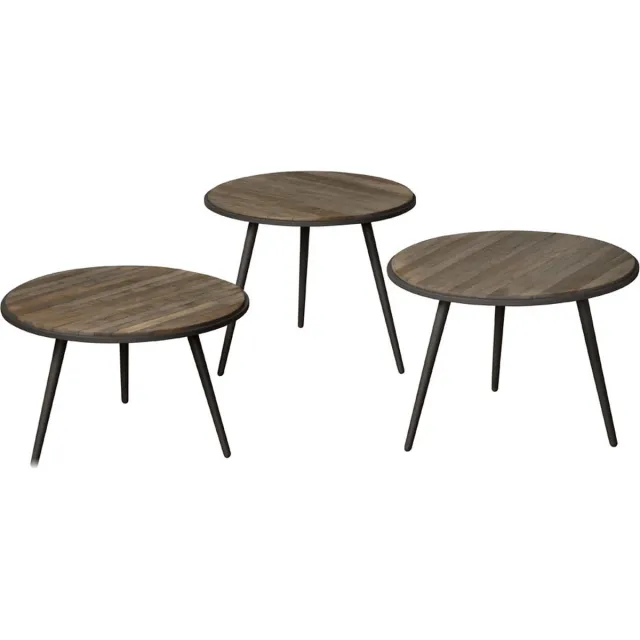 Renew Turi table set (3) - 54x54/45/40/35 - recl. teak wine Bruin