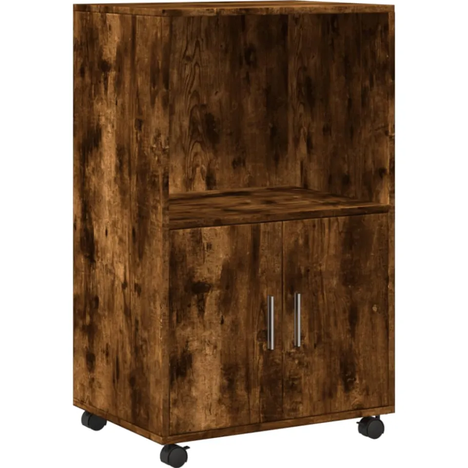 vidaXL Rolkast 55x40x91 cm bewerkt hout gerookt eikenkleurig, foto 3
