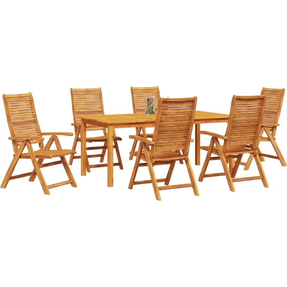 vidaXL Tuin eettafelset 7 st Bruin Massief Acaciahout