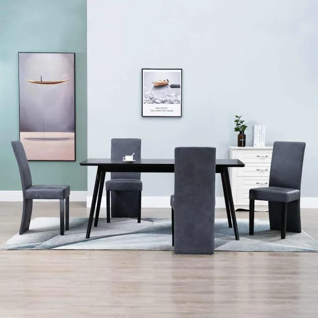 vidaXL Eetkamerstoelen 4 st kunstsuède grijs, foto 2