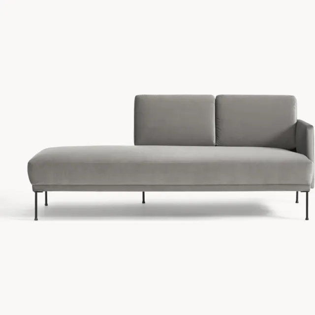 Westwing Collection Fluwelen chaise longue Fluente Grijs