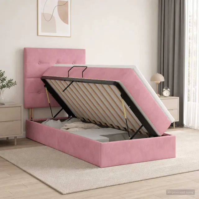 vidaXL Opslag bed met matras met hoofdeinde Roze 100 x 200 cm Fluweel