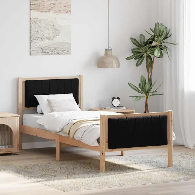 vidaXL Bedframe Bruin en zwart 75 x 190 cm Massief grenenhout