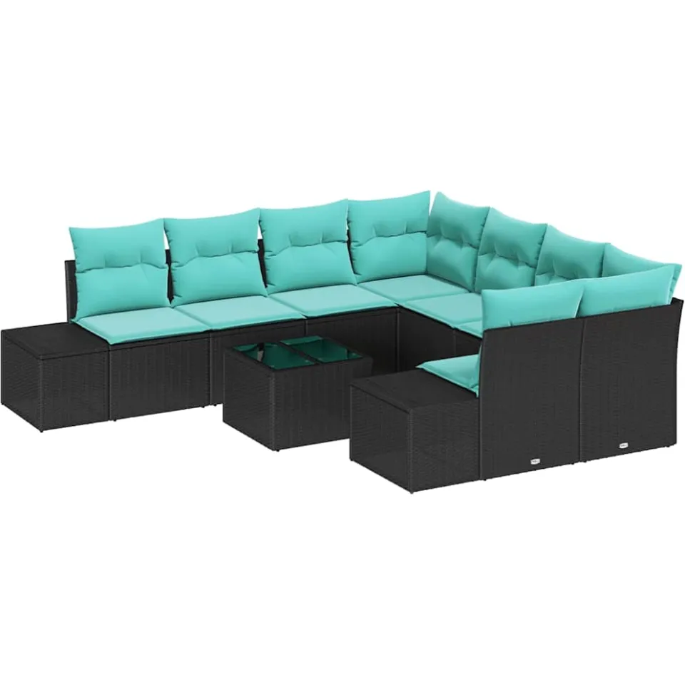 vidaXL Tuin Sofa Set 9 st Zwart poly rattan