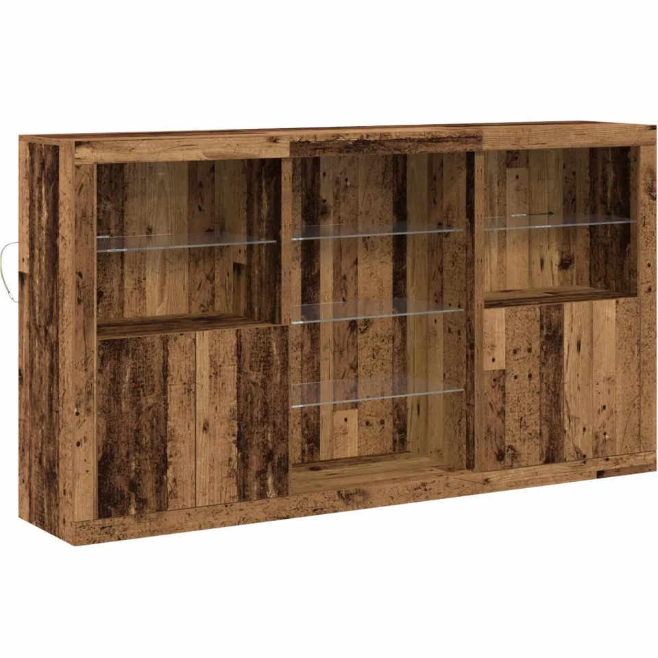 vidaXL LED Sideboard Oud hout 181,5 x 37 x 100 cm Bewerkt hout Bruin