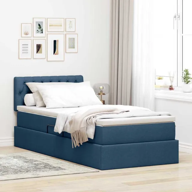 vidaXL Opslag bed met matras Blauw 100 x 200 cm fluweel