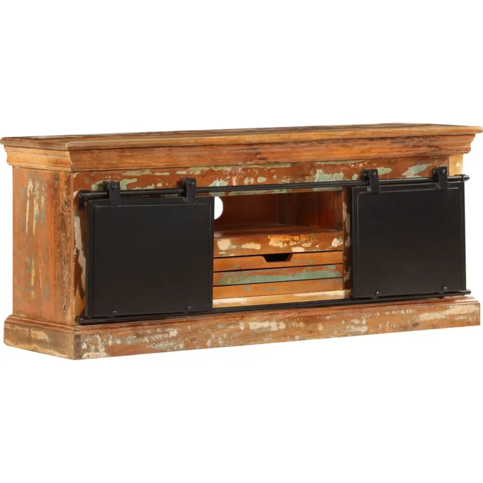 vidaXL Tv-meubel 110x30x45 cm massief gerecycled hout bruin, foto 3