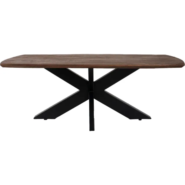 Home67 Eettafel Felix - Espresso Mangohout - 190 x 90 cm - Industrieel - Rechthoek - 4 tot 6 personen - Keukentafel Bruin