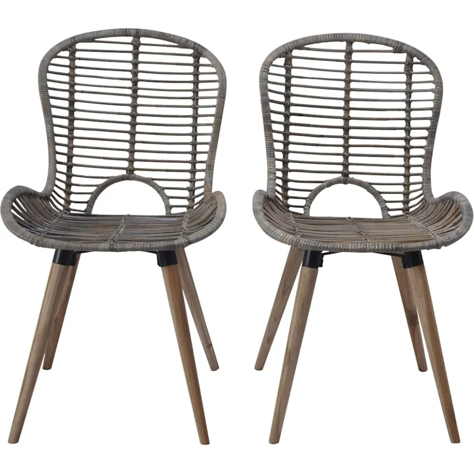 vidaXL Eetkamerstoelen 2 st natuurlijk rattan bruin, foto 2