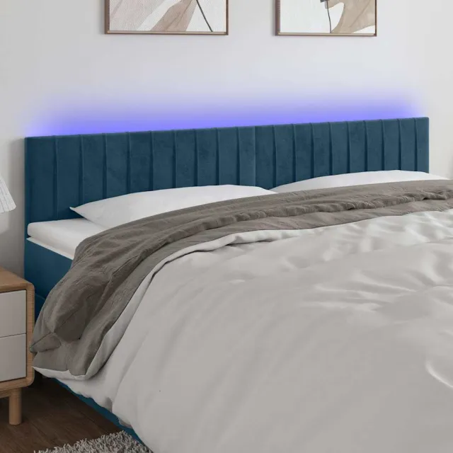 vidaXL Hoofdbord LED 200x5x78/88 cm fluweel donkerblauw blauw