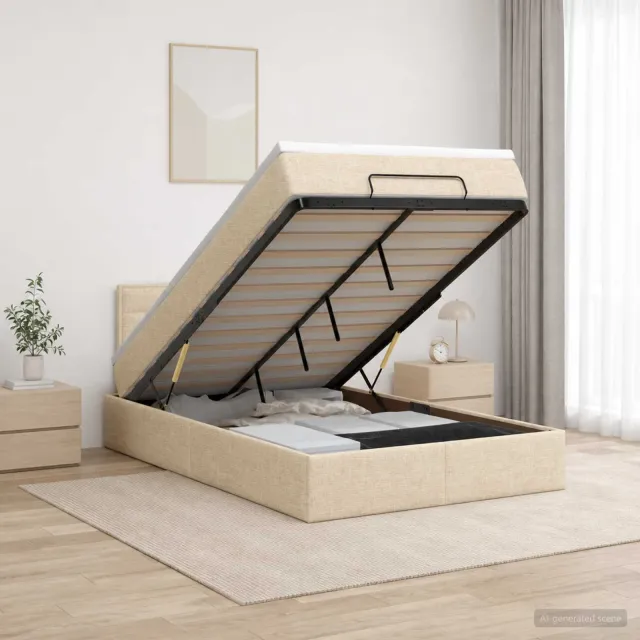 vidaXL Ottoman bed met matras Crèmekleurig 120 x 200 cm Stof